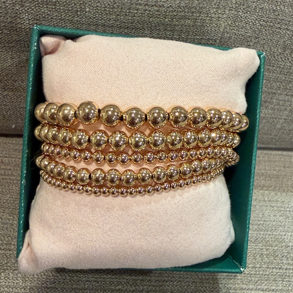 Chic Gold Beaded Bracelet Set